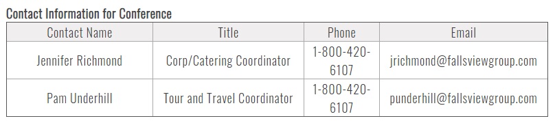 Conference contact at Embassy Suites by Hilton
