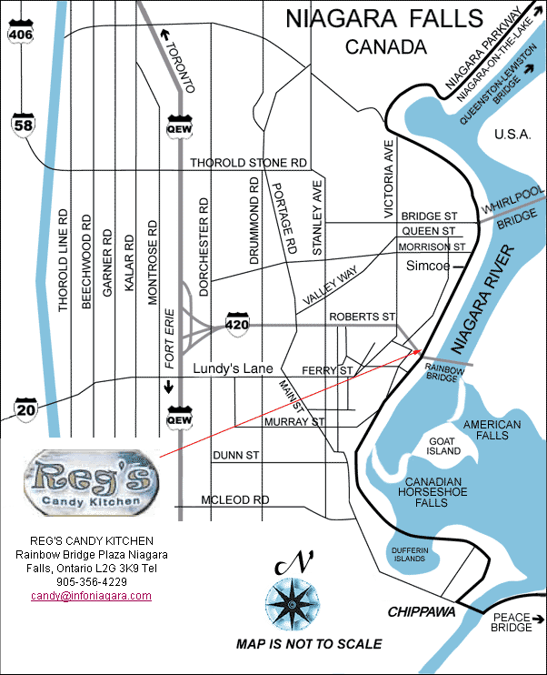 Location map of Reg's Candy Kitchen